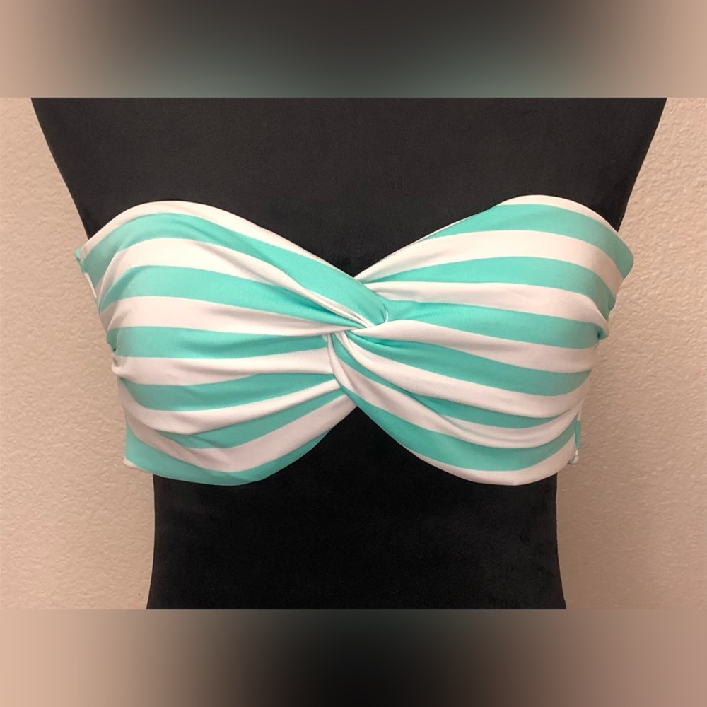Mossimo Striped Bandeau Bikini Top XL strapless